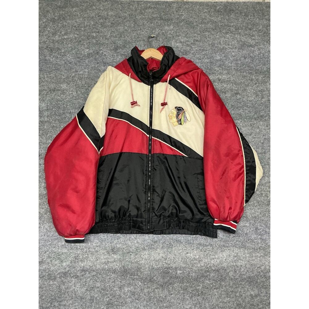 1990s Vintage Chicago Blackhawks NHL Puffer Fans Gear Tag Made in Korea XL - Picture 2 of 8